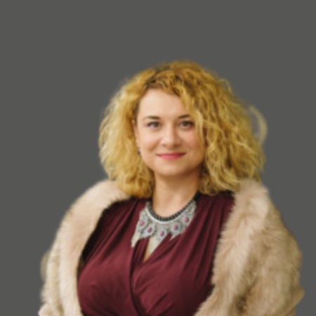 Woman in maroon wrap