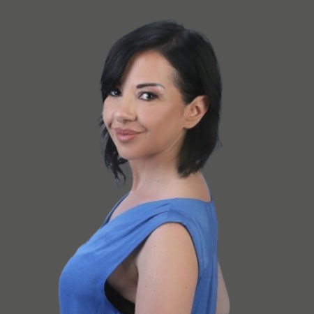 Woman in blue dress